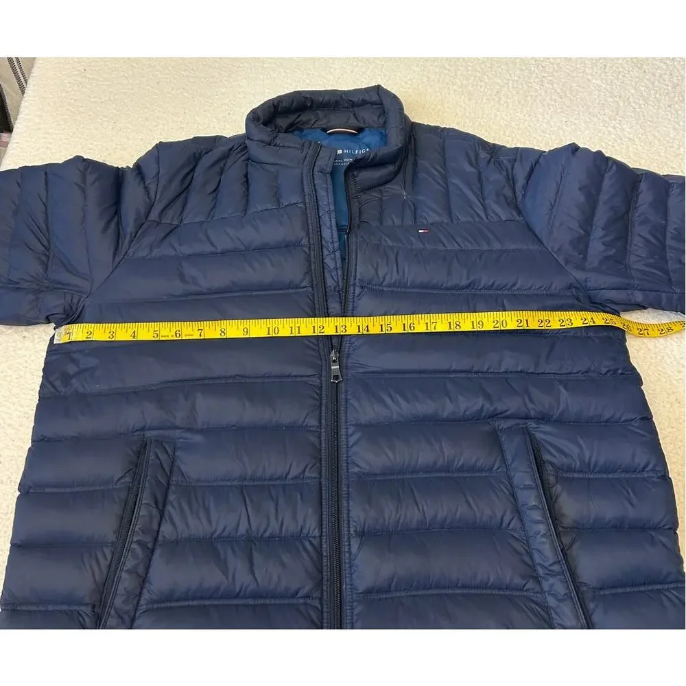 Tommy Hilfiger Men's Natural Down Packable Jacket Navy Size XL Nylon Lightweight